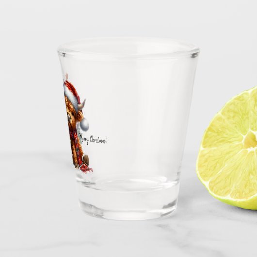 Highland Koe en kerstboom Shot Glas (Rechts)