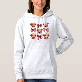 Highland Koe en kerstkoket Bow Hoodie
