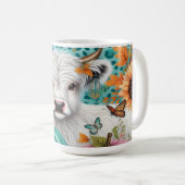 Highland Koe en kleurrijke pompoenen en zonnebloem Koffiemok (Voorkant rechts)