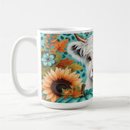 Highland Koe en kleurrijke pompoenen en zonnebloem Koffiemok