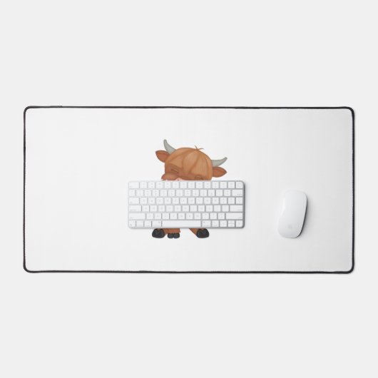 Highland Koe en Paardenbloem Puff Classic T-shirt Bureaumat (Keyboard & Muis)
