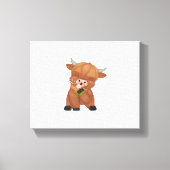 Highland Koe en Paardenbloem Puff Classic T-shirt Canvas Afdruk (Voorkant)