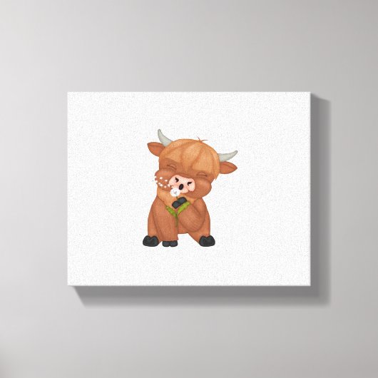 Highland Koe en Paardenbloem Puff Classic T-shirt Canvas Afdruk (Voorkant)