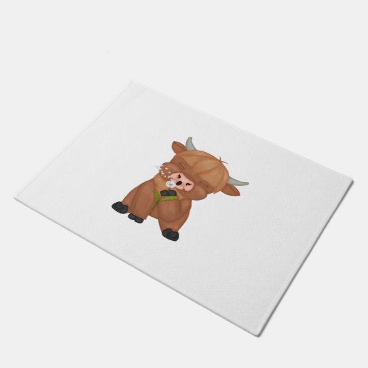 Highland Koe en Paardenbloem Puff Classic T-shirt Deurmat (Schuin)