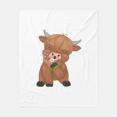 Highland Koe en Paardenbloem Puff Classic T-shirt Fleece Deken (Voorkant)