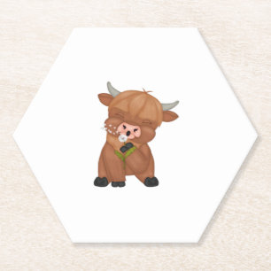 Highland Koe en Paardenbloem Puff Classic T-shirt Kartonnen Onderzetters