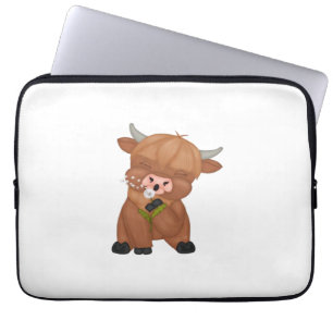Highland Koe en Paardenbloem Puff Classic T-shirt Laptop Sleeve