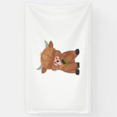 Highland Koe en Paardenbloem Puff Classic T-shirt Spandoek (Verticaal)