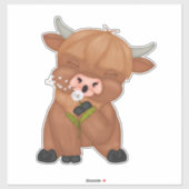 Highland Koe en Paardenbloem Puff Classic T-shirt Sticker (Vel)