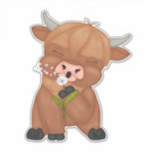 Highland Koe en Paardenbloem Puff Classic T-shirt Sticker (Voorkant)