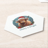 Highland Koe Essential T-shirt Kartonnen Onderzetters (Schuin)