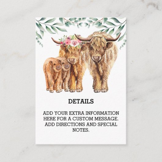 Highland Koe Eucalyptus Details Twin Insert Informatiekaartje (Voorkant)
