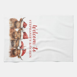 Highland Koe Familie Keukenhanddoek