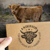 Highland Koe familie retour adres Zelfinktende Stempel