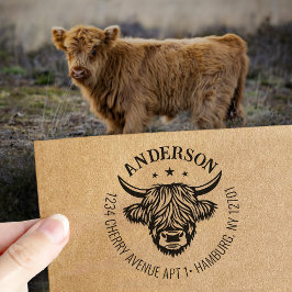 Highland Koe familie retour adres Zelfinktende Stempel