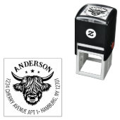 Highland Koe familie retour adres Zelfinktende Stempel (In situ)