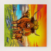 Highland koe Family Legpuzzel (Horizontaal)