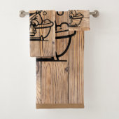 Highland Koe Faux Woodgrain Bad Handdoek (Insitu)