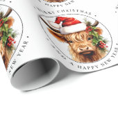 Highland Koe Feestelijk Boerderij Dier Vrolijk Ker Cadeaupapier (Rol Hoek)