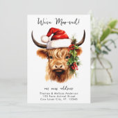 Highland Koe Feestelijk Boerderij Kerstvakantie Ve Aankondiging (Staand voorkant)