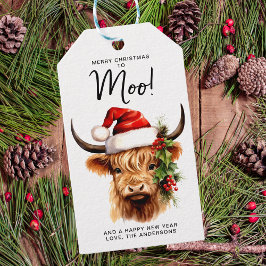 Highland Koe Feestelijk Boerderij Vrolijk kerstfee Cadeaulabel