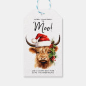 Highland Koe Feestelijk Boerderij Vrolijk kerstfee Cadeaulabel (Achterkant)