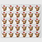 Highland Koe Feestelijk Boerderij Vrolijk kerstfee Cadeaupapier (Vlak)