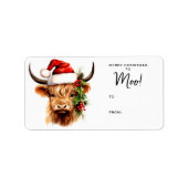 Highland Koe Feestelijk Boerderij Vrolijk kerstfee Etiket (Voorkant)