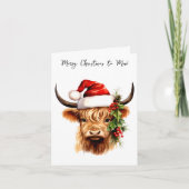 Highland Koe Feestelijk Boerderij Vrolijk kerstfee Feestdagen Kaart (Voorkant)