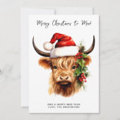 Highland Koe Feestelijk Boerderij Vrolijk kerstfee Feestdagenkaart (Voorkant)