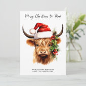 Highland Koe Feestelijk Boerderij Vrolijk kerstfee Feestdagenkaart (Staand voorkant)