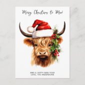 Highland Koe Feestelijk Boerderij Vrolijk kerstfee Feestdagenkaart (Voorkant)