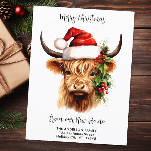 Highland Koe Feestelijk Nieuw Huis Vrolijk Kerstfe Briefkaart