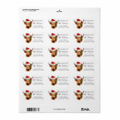 Highland Koe Feestelijke Santa Holiday Retouradres Etiket (Full Sheet)