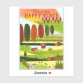 Highland Koe Fields Art Dit is mijn Happy Place Sticker (Vel)