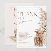 Highland Koe Floral Baby shower Hartelijk dank Kaart (Voorkant / Achterkant)