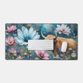 Highland Koe Floral Kleurrijke Kosmos Tapestry II Bureaumat (Keyboard & Muis)