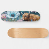 Highland Koe Floral Kleurrijke Kosmos Tapestry II Persoonlijk Skateboard (Horizontaal)