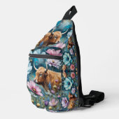 Highland Koe Floral Kleurrijke Kosmos Tapestry Sling Bag (Rechterhoek)