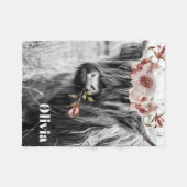 Highland Koe Floral | Westerne Cowgirl Kinder naam Fleece Deken (Voorkant (Horizontaal))