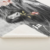 Highland Koe Floral | Westerne Cowgirl Kinder naam Sherpa Deken (3/4)