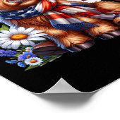 Highland Koe Florals 4th of July Amerikaanse vlag  Poster (Hoek)