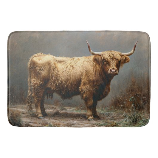 Highland Koe Full Body  Schilderij Badmat (Voorkant)