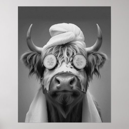 Highland Koe Funny Gezichtsmasker Badkamer Poster (Voorkant)