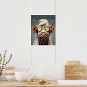 Highland Koe Funny Gezichtsmasker Badkamer Poster (Keuken)