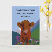 Highland koe Gefeliciteerd nieuw huis Kaart (Gele Bloem)