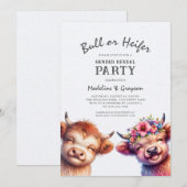 Highland Koe Gender Reveal Kaart (Voorkant / Achterkant)