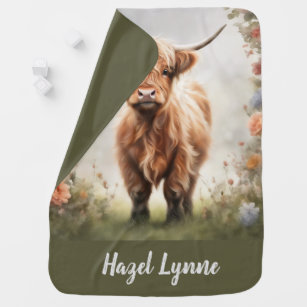 Highland koe gepersonaliseerde baby deken