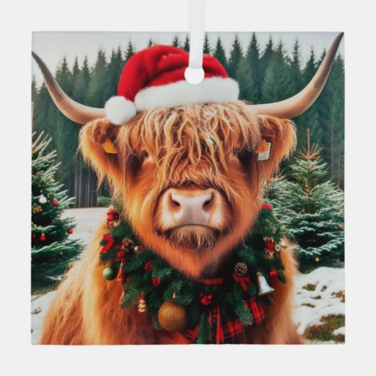 Highland Koe Glass Ornament (Achterkant)