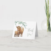 Highland Koe Greenery Boho Boerderij Animal Baby s Bedankkaart (Voorkant)